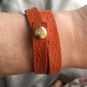 Gorjana Orange Leather Wrap Bracelet